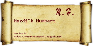 Mazák Humbert névjegykártya